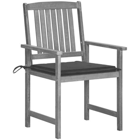 Chaises de jardin et coussins lot de 8 Bois acacia solide Gris (1/5)