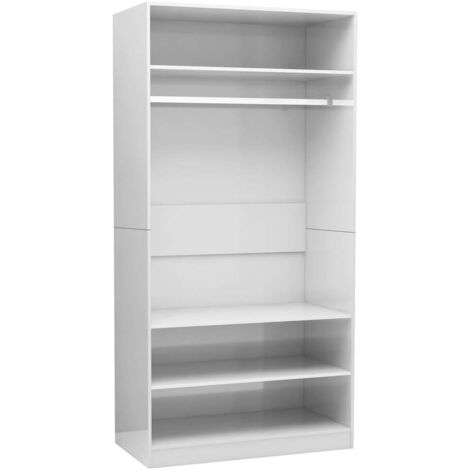 Garde-robe Design moderne, Armoire Etagère de rangement, Blanc brillant 100 x 50 x 200 cm Aggloméré OIB3038E (1/5)