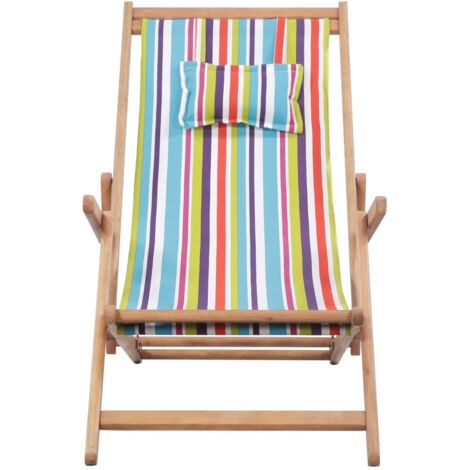 Chaise de plage pliable, Chaise de relaxation, Tissu et cadre en bois Multicolore OIB8274E