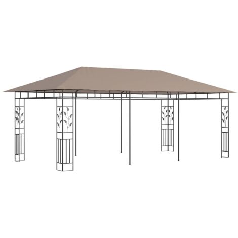 Tonnelle Barnum de Jardin, Pavillon, Pergola, Tente de jardin, avec moustiquaire 6x3x2,73 m Taupe 180 g/m² OIB6587E (1/5)