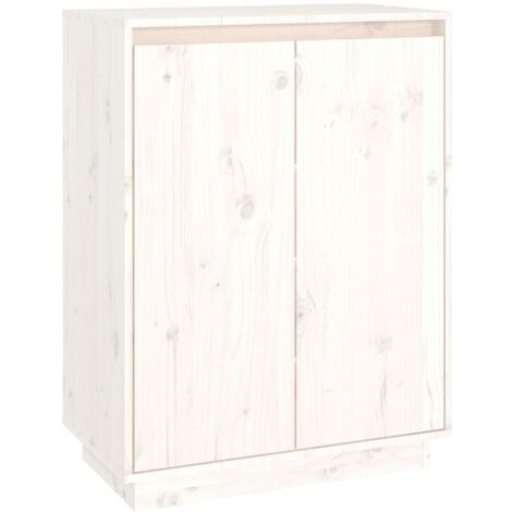 Armoire à Chaussures, Meuble Étagère de Rangement, Blanc 60x35x80 cm Bois de pin massif OIB1051E (1/5)