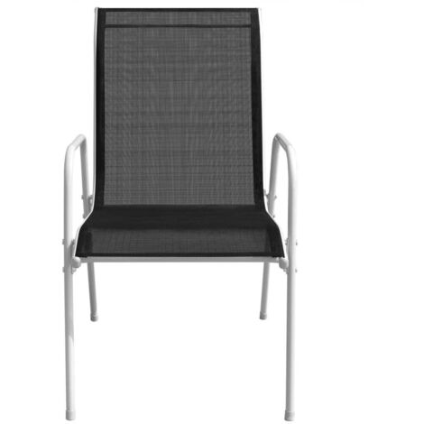 Lot de 2 Chaises de jardin et de camping empilables, Chaises de relaxation, Acier et textilène Noir OIB9954E (1/5)