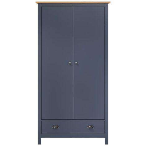 Garde-robe Design moderne, Armoire Etagère de rangement, à 2 portes Hill Range Gris 89x50x170 cm Pin solide OIB7148E (1/5)