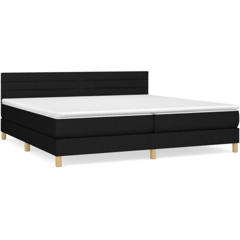 Lit à sommier tapissier avec matelas, Lit adulte pour 2 personnes Assemblage Facile, Noir 200x200 cm Tissu OIB6941E (1/5)