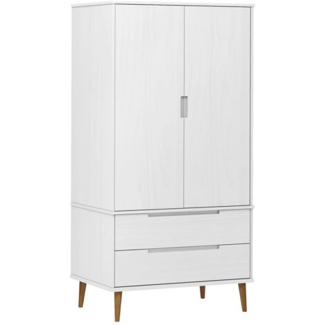Garde-robe Design moderne, Armoire Etagère de rangement, MOLDE Blanc 90x55x175 cm Bois massif de pin OIB2038E (1/5)