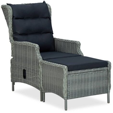 Chaise de jardin et de camping inclinable, Chaise de relaxation, tabouret Résine tressée Gris clair OIB4632E (1/5)