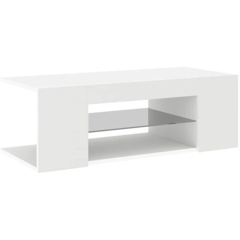 Meuble TV avec lumières LED, Étagère TV, Meuble de Salon, Blanc 90x39x30 cm OIB5947E (1/5)