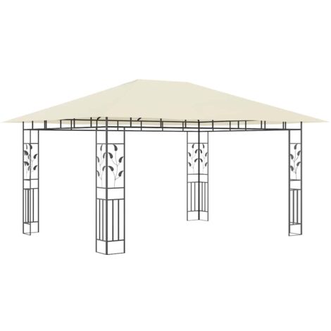 Tonnelle Barnum de Jardin, Pavillon, Pergola, Tente de jardin, avec moustiquaire 4x3x2,73 m Crème 180 g/m² OIB5969E (1/5)