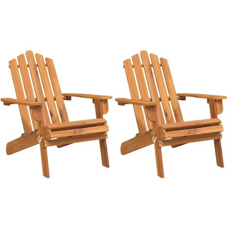 Lot de 2 Chaises de jardin et de camping Adirondack, Chaises de relaxation, Bois massif d'acacia OIB6324E