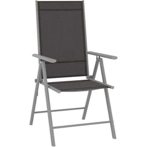 Lot de 4 Chaises de jardin et de camping pliables, Chaises de relaxation, Textilène Noir OIB1985E (1/5)