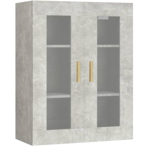 Armoire murale suspendue Design moderne, Armoire Etagère de rangement, Gris béton 69,5x34x90 cm OIB9636E (1/5)