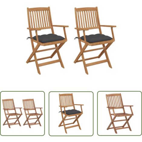 Furniture Limited - Chaises pliables de jardin lot de 2 avec cous (1/5)