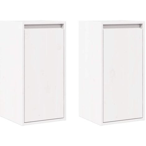 Lot de 2 Armoires murales Design moderne, Armoire Etagère de rangement, Blanc 30x30x60 cm Bois de pin massif OIB5376E (1/5)