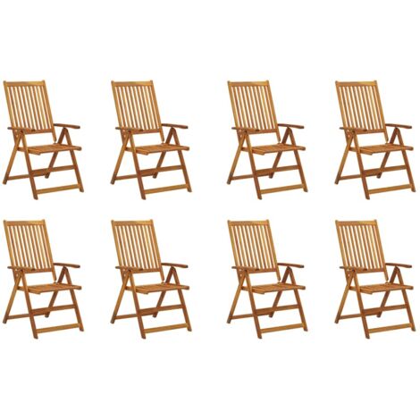 INLIFE Chaises pliables de jardin avec coussins 8 pcs Bois d'acacia (1/5)