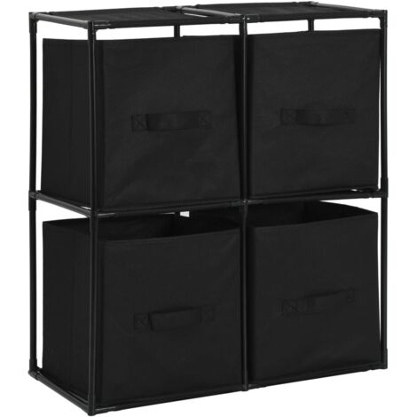 Armoire de rangement Design moderne, Armoire Etagère de rangement, avec 4 paniers tissu Noir 63x30x71cm Acier OIB8084E (1/5)