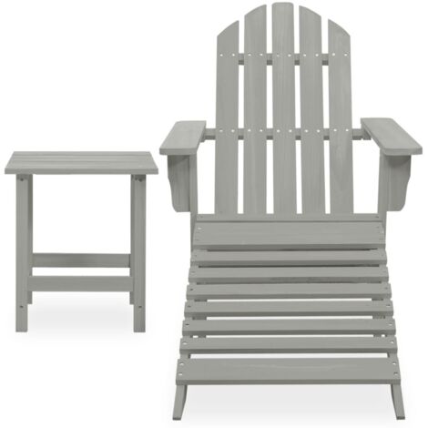 Chaise de jardin et de camping, Chaise de relaxation, Adirondack avec pouf et table Sapin Gris OIB7655E (1/5)