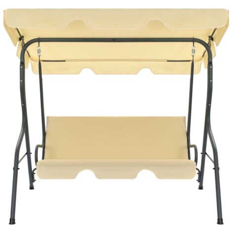 Balancelle de jardin, Chaise Fauteuil Suspendu, Blanc crème 170 x 110 x 153 cm OIB8459E (1/5)