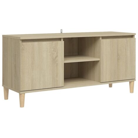 Meuble TV, Étagère TV, Meuble de Salon, avec pieds en bois massif Chêne sonoma 103,5x35x50 cm OIB7050E (1/5)