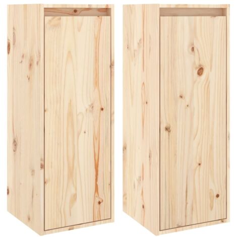 Lot de 2 Armoires murales Design moderne, Armoire Etagère de rangement, 30x30x80 cm Bois de pin massif OIB4767E (1/5)
