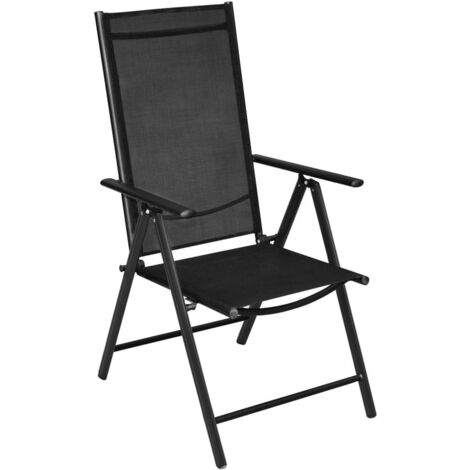 Lot de 2 Chaises de jardin et de camping pliables, Chaises de relaxation, avec coussins Aluminium et textilène Noir OIB8514E (1/5)