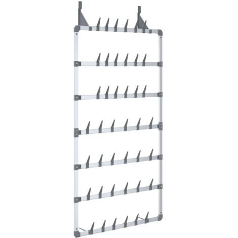 Armoire à Chaussures, Meuble Étagère de Rangement, suspendue Argenté 66x13x139 cm OIB2150E (1/5)