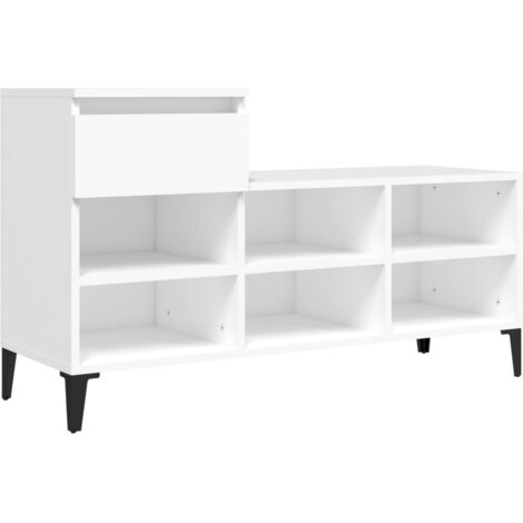 Armoire à Chaussures, Meuble Étagère de Rangement, Blanc 102x36x60 cm Bois d'ingénierie OIB7761E (1/5)
