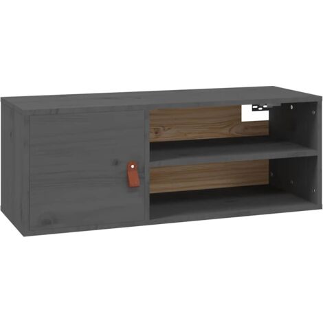 Armoire murales Design moderne, Armoire Etagère de rangement, Gris 80x30x30 cm Bois de pin massif OIB1912E (1/5)