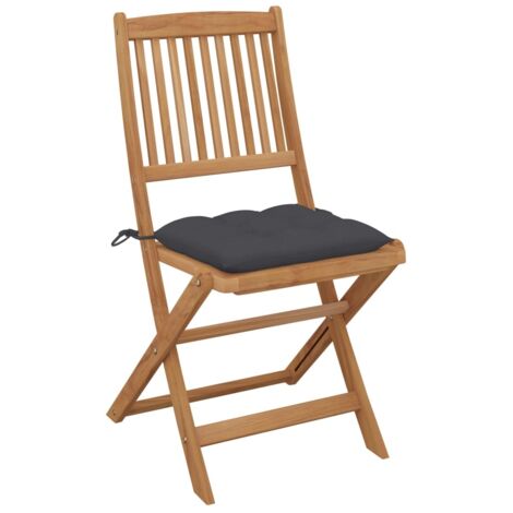 Chaises pliables de jardin 2 pcs avec coussins Bois d'acacia (1/5)