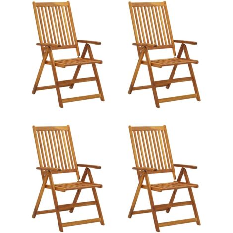 INLIFE Chaises inclinables de jardin 4 pcs avec coussins Bois d'acacia (1/5)