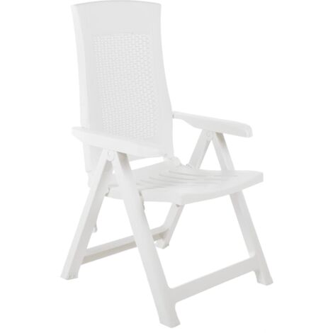 Bonnevie – Lot de 2 chaises inclinables de jardin en plastique blanc – Dossier réglable – Résistantes aux intempéries – Pliables pour rangement compact - OIB1326E (1/9)