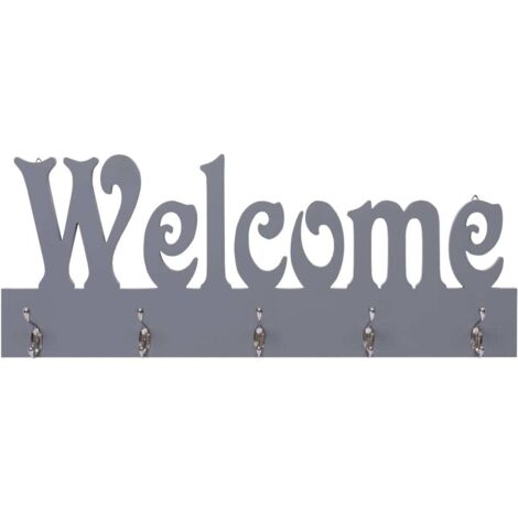 Porte-manteau mural pour Chambre, Salon, Salle de Bain - WELCOME Gris 74x29,5 cm OIB3939E (1/5)