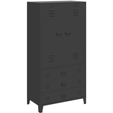 Garde-robe Design moderne, Armoire Etagère de rangement, industrielle Noir 90x50x180 cm Métal OIB8126E (1/5)