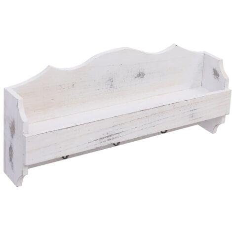 Porte-manteau mural pour Chambre, Salon, Salle de Bain - Blanc 50x10x23 cm Bois OIB2810E (1/5)