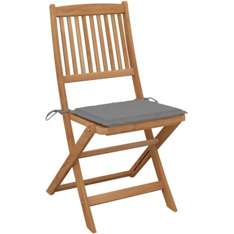 Lot de 2 Chaises de jardin et de camping pliables, Chaises de relaxation, avec coussins Bois d'acacia OIB7847E (1/5)