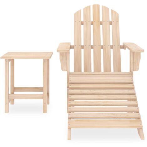 Chaise de jardin et de camping, Chaise de relaxation, Adirondack avec repose-pied et table Sapin OIB3086E (1/5)