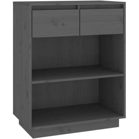 Armoire console Design moderne, Armoire Etagère de rangement, Gris 60x34x75 cm Bois de pin solide OIB2468E (1/5)