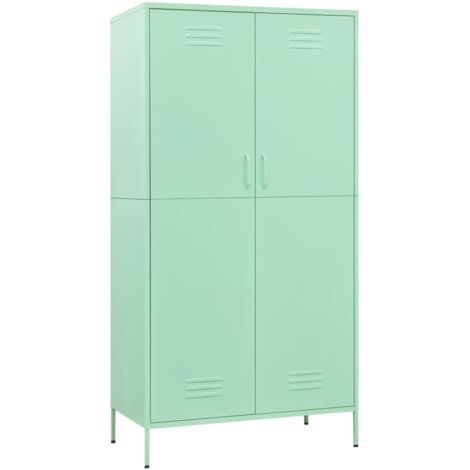 Garde-robe Design moderne, Armoire Etagère de rangement, Vert menthe 90x50x180 cm Acier OIB1832E (1/5)