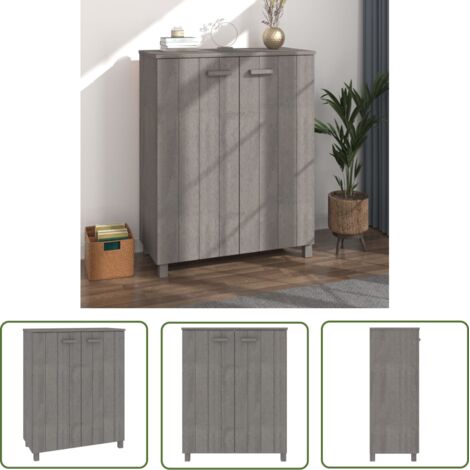 The Living Store Armoire à chaussures HAMAR Gris clair 85x40x108 cm Pin massif - Armoire À Chaussures - Meuble Chaussure - Rangement Chaussures - Meuble Entrée - Mobilier Maison (1/5)
