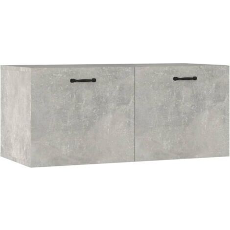 Armoire murales Design moderne, Armoire Etagère de rangement, Gris béton 80x35x36,5 cm Bois d'ingénierie OIB6608E (1/5)