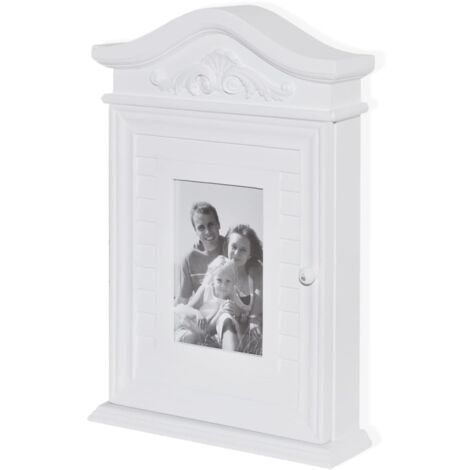 Armoire à clés Coffre à Clé Design moderne, Armoire Etagère de rangement, avec cadre photo Blanc OIB8635E (1/5)