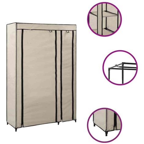 Garde-robe Design moderne, Armoire Etagère de rangement, pliable Crème 110x45x175 cm Tissu OIB2259E (1/5)