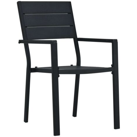 Lot de 2 Chaises de jardin et de camping, Chaises de relaxation, Noir PEHD Aspect de bois OIB3556E (1/5)