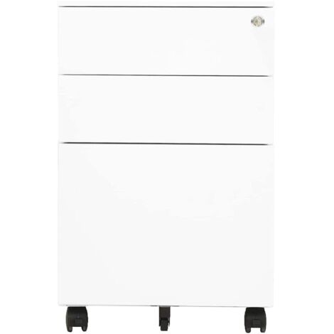 Classeur mobile Design moderne, Armoire Etagère de rangement, Blanc 39x45x60 cm Acier OIB4407E (1/5)