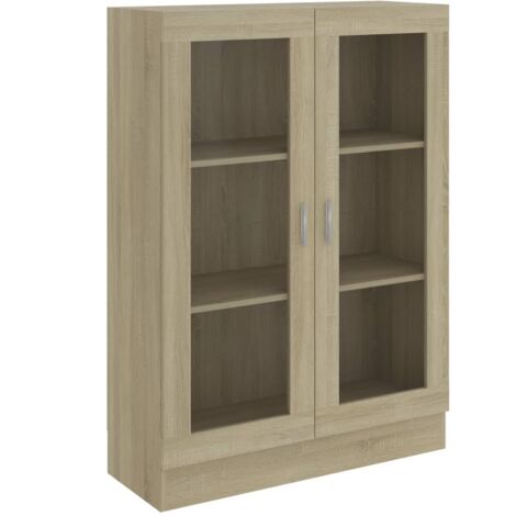 Étagère de Rangement Bibliothèque, Armoire à vitrine Montage facile, Chêne sonoma 82,5x30,5x115 cm Aggloméré OIB8989E (1/5)