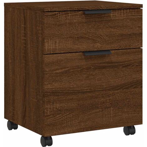 Classeur mobile Design moderne, Armoire Etagère de rangement, avec roues Chêne marron 45x38x54 cm Bois OIB6562E (1/5)