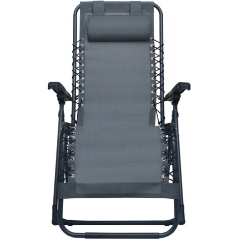 Chaise de jardin et de camping pliable, Chaise de relaxation, Gris Textilène OIB2564E (1/5)