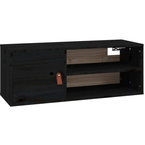 Armoire murales Design moderne, Armoire Etagère de rangement, Noir 80x30x30 cm Bois de pin massif OIB1672E (1/5)