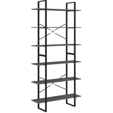 Armoire haute Design moderne, Armoire Etagère de rangement, Gris 100x30x210 cm Bois de pin solide OIB6158E (1/5)