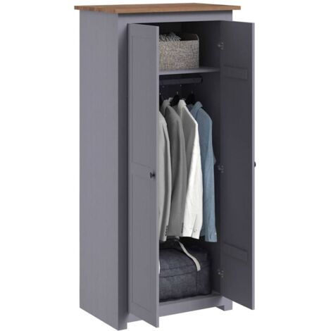 Garde-robe Design moderne, Armoire Etagère de rangement, Gris 80x50x171,5 cm Pin massif Assortiment Panama OIB9046E (1/5)