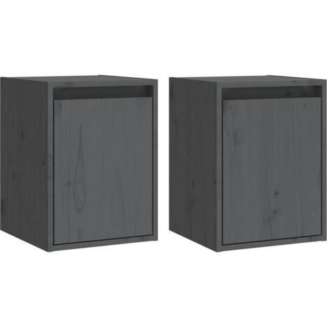 Lot de 2 Armoires murales Design moderne, Armoire Etagère de rangement, Gris 30x30x40 cm Bois de pin massif OIB5813E (1/5)